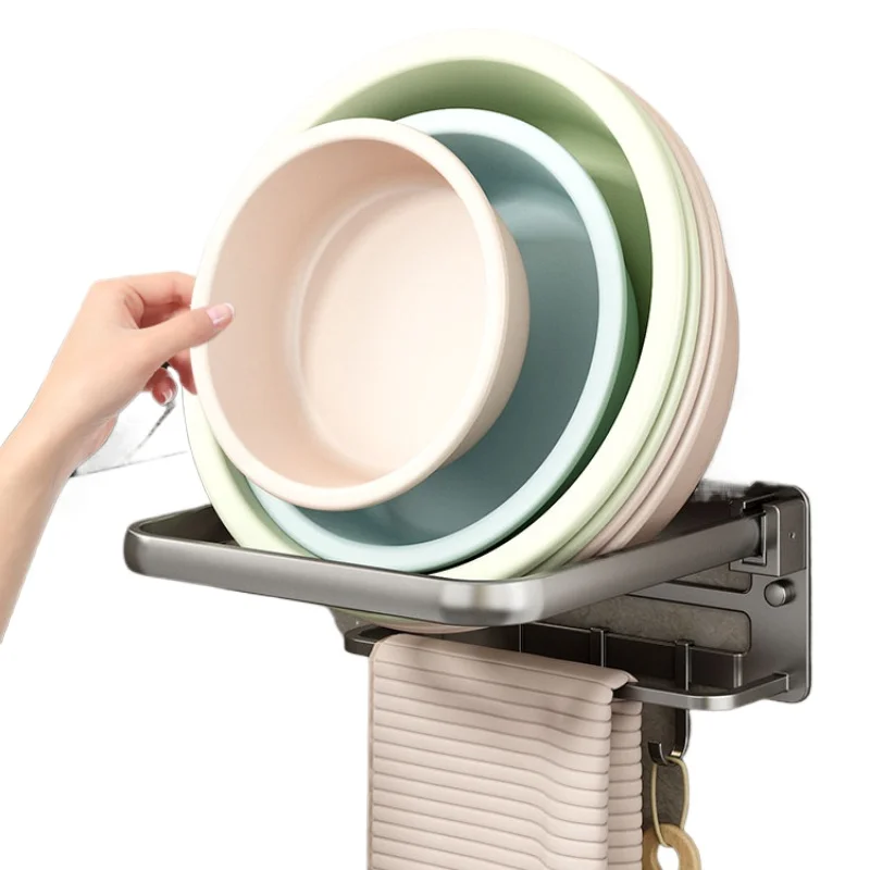 

Washbasin storage rack No punching toilet rack Wall-mounted washbasin hanging basin rack Household