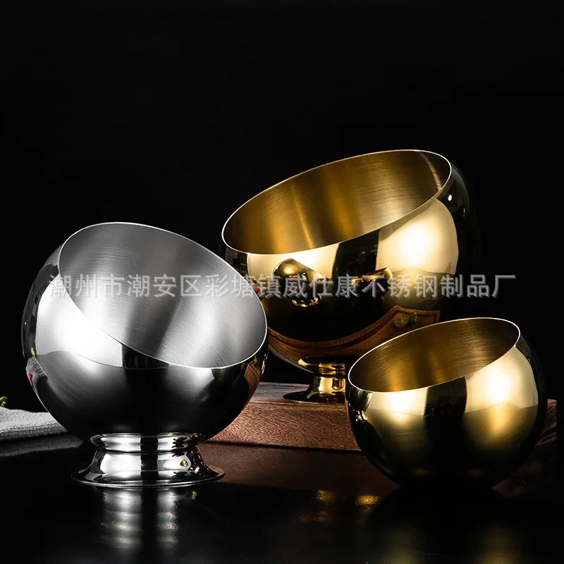 Stainless Steel Oblique mouthed Sauce Bowl with Lid Hot Pot Buffet Seasoning basket bowl Jar dish Container Salad Spherical Bowl