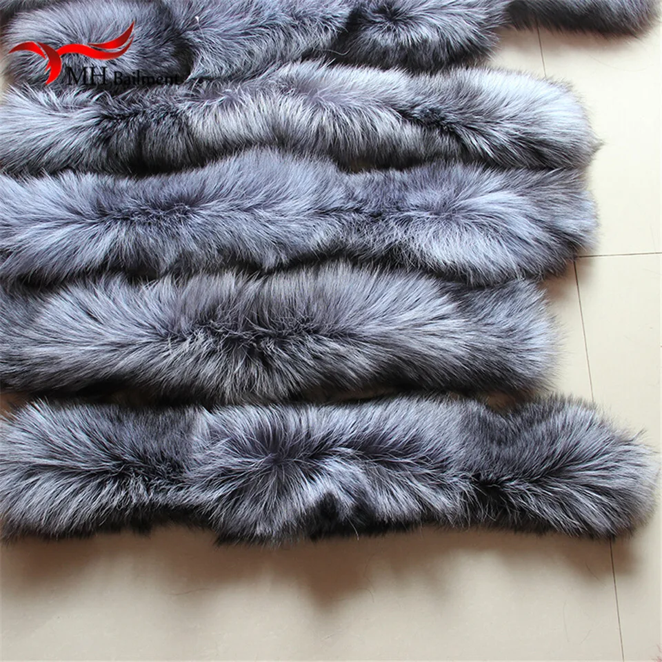 Silver fox Winter Women\'s Real Fox Fur Scarf Fox Fur Cap Fur Collar Scarves 80cm Collar Soft Fur Scarf Neck Warmer L#45