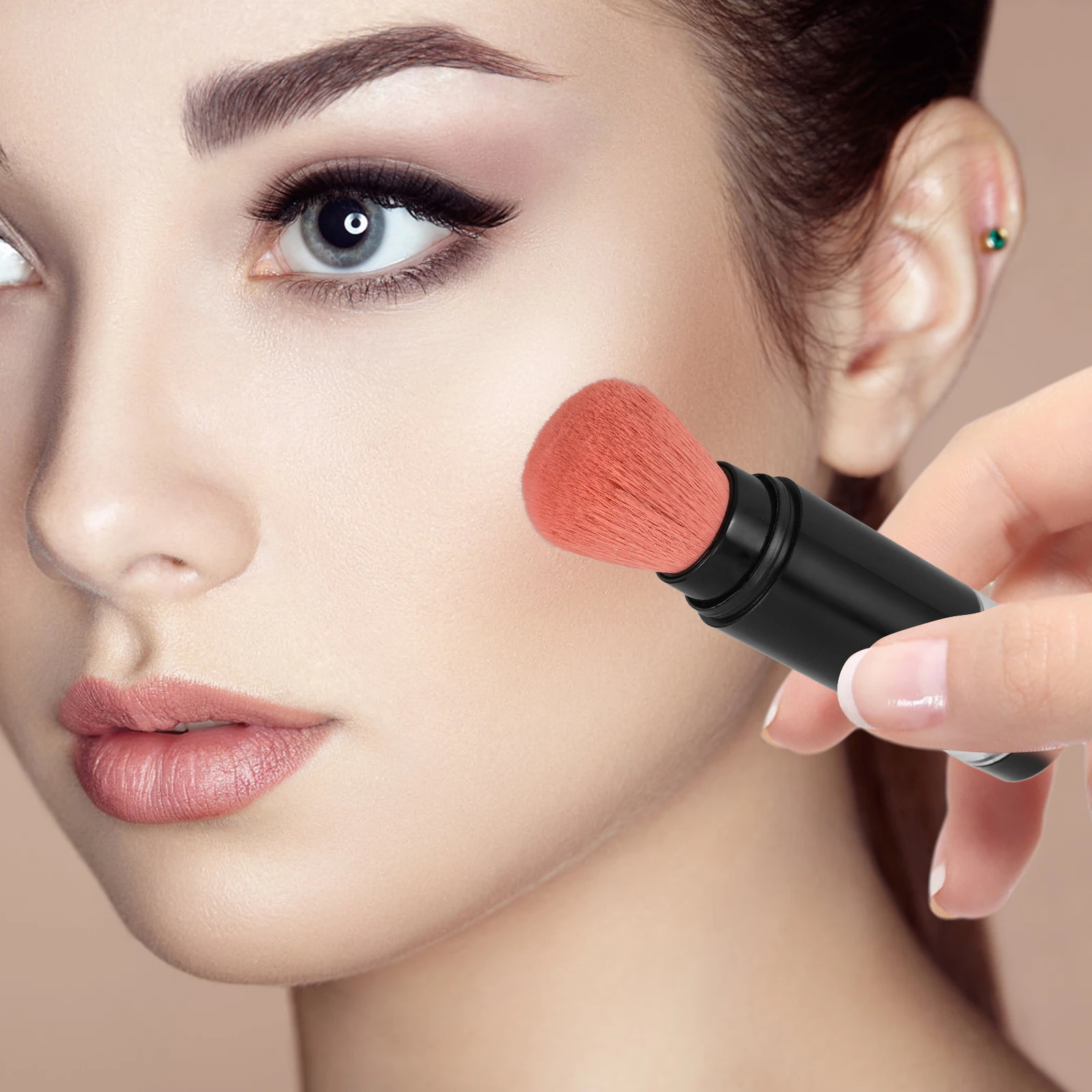 Pinceaux de maquillage en Spray de poudre automatique, Palette de fard à paupières, Blush, coudé, voyage avec couvercle