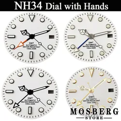 29mm Sterile Watch Dial With Watch Hands Green Luminous Fit NH34 NH35 Automatic Movement Watches Accessories Parts