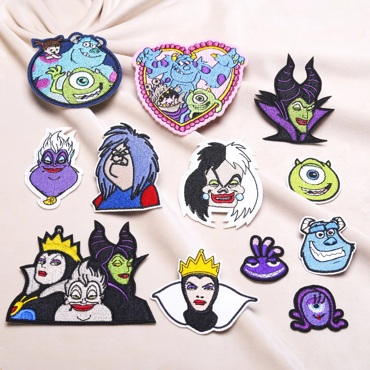 Disney Monsters, Inc. Embroidered Cloth Patch Cartoon Patches Sew Iron on Patches Diy Embroider Stickers Applique Villain Witch