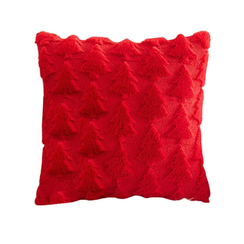 

Christmas Tree Christmas Pillowcase Soft 3D Pattern Pillow Case Solid Color Green/Red/White Cushion Cover Christmas Decorative
