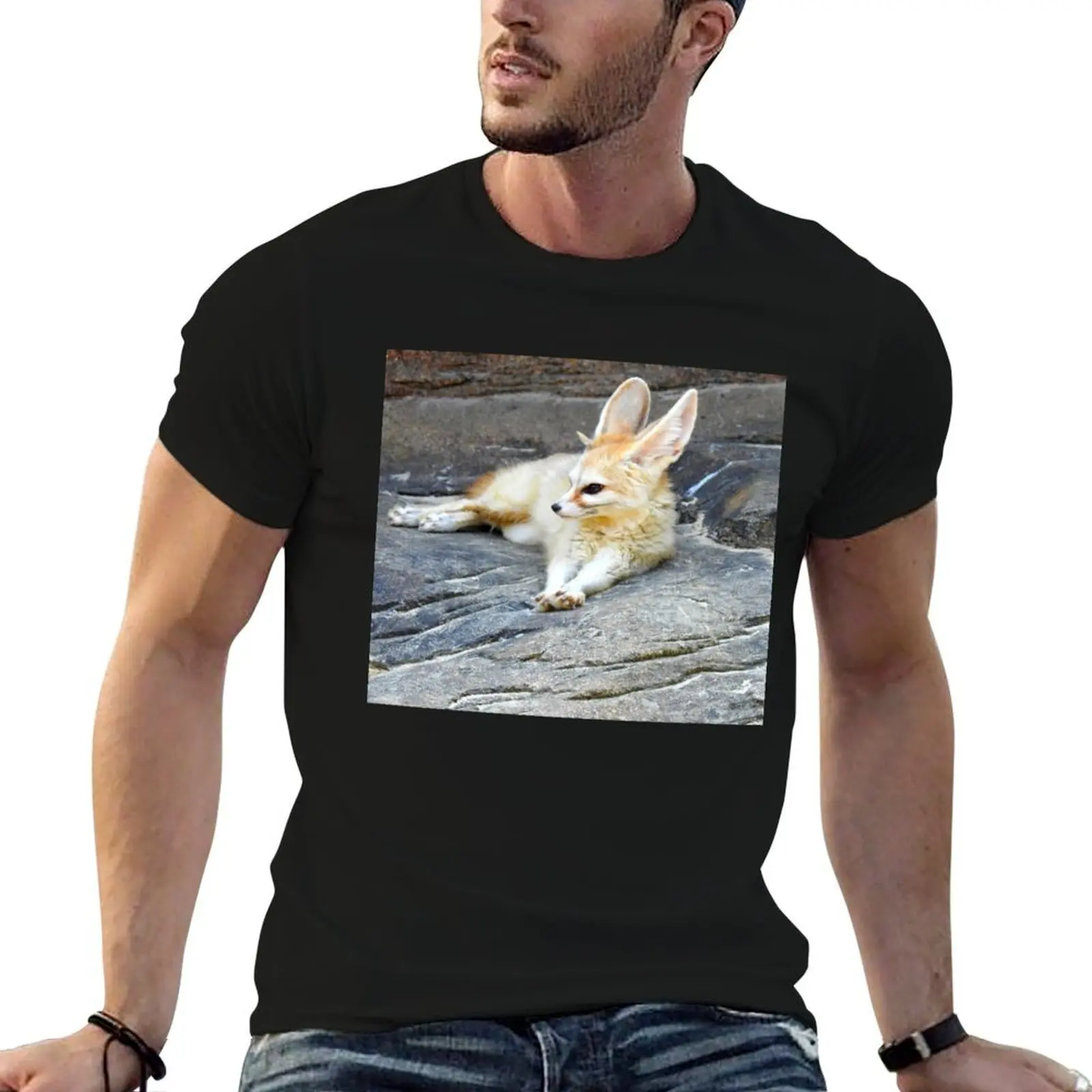 

Fennec Fox Two T-Shirt man t shirts high quality luxury brand t shirts for man pack cotton T-Shirt