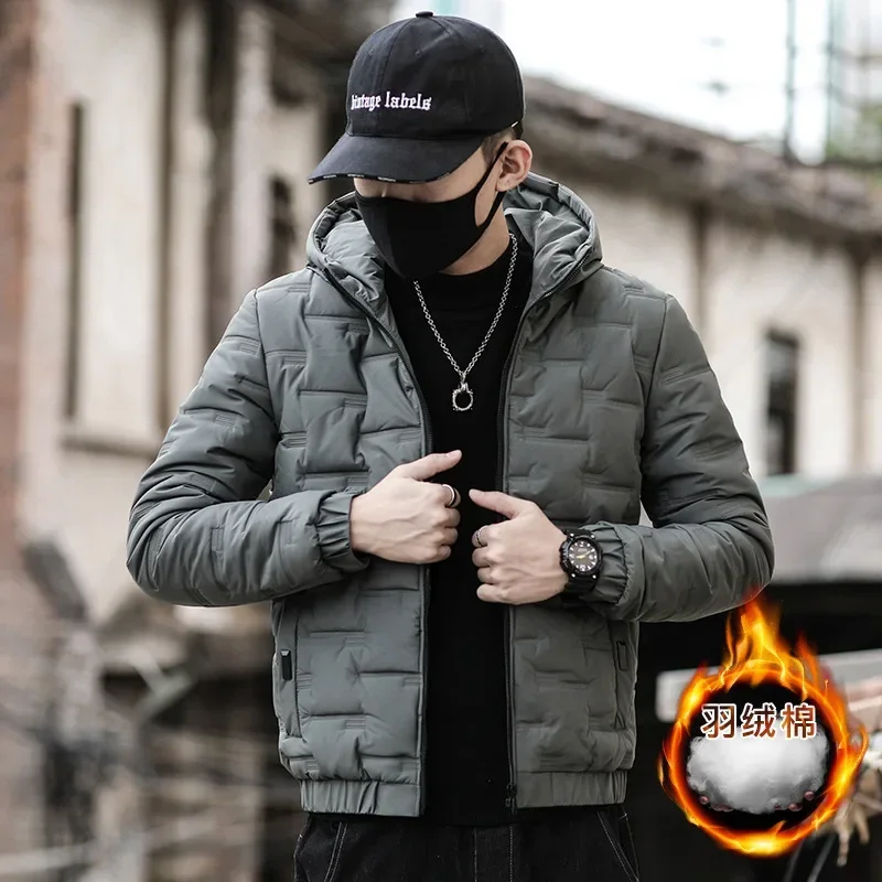 Warm Hooded Puffer Jackets Men Slim Fit Cotton Padded Jacket Autumn Winter Korean Fashion Clothing Brand New Streetwear Clothes