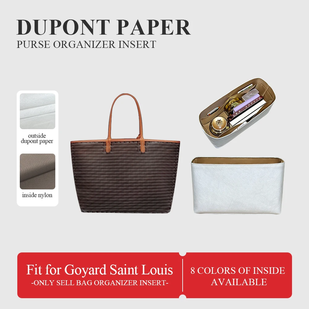 Dupont Paper Purse Organizer Insert Fit for Goyard Saint Louis Tote Bag Zipper Inside Storage Bag In Bag Large Inner Liner Bag