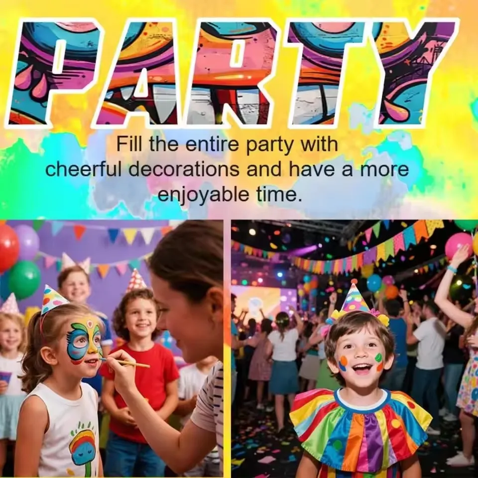 Professional Body Face Paint kit For Party ﻿Face Paint Brush Template Kit Water Based Non Toxic Split Cake Rainbow Makeup ﻿