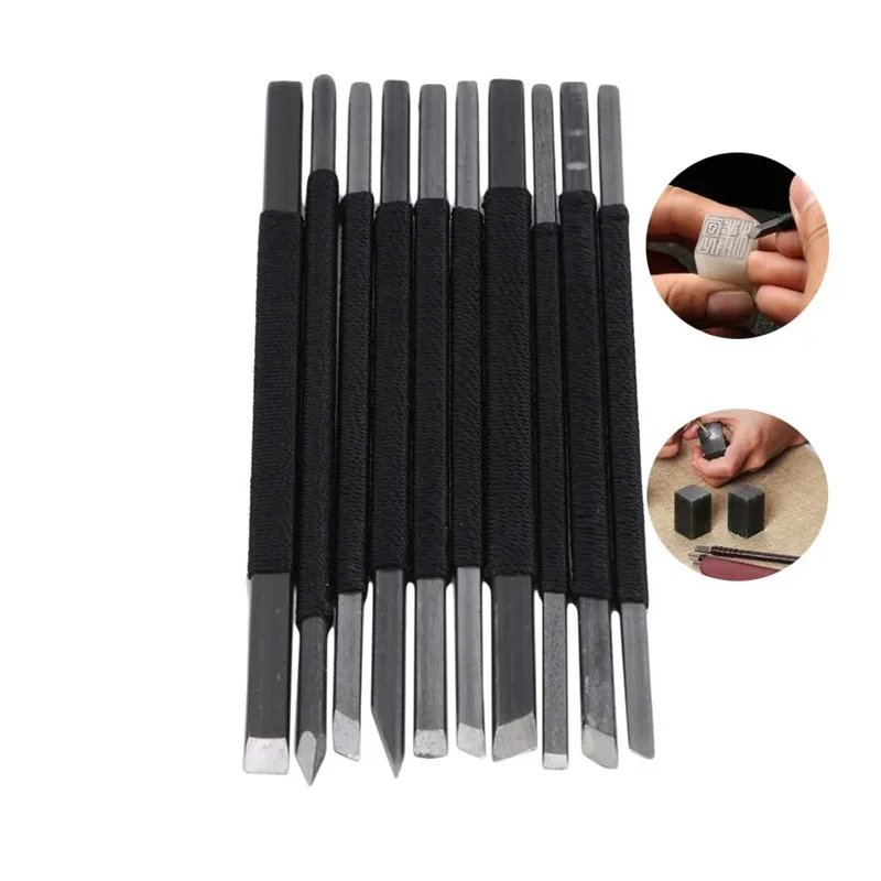 Imagem -04 - High-carbon Steel Stone Carving Knife Gravura Faca Cinzel de Pedra Wood Carving Tools Grupo Woodworking Tools Escultura 10 Pcs