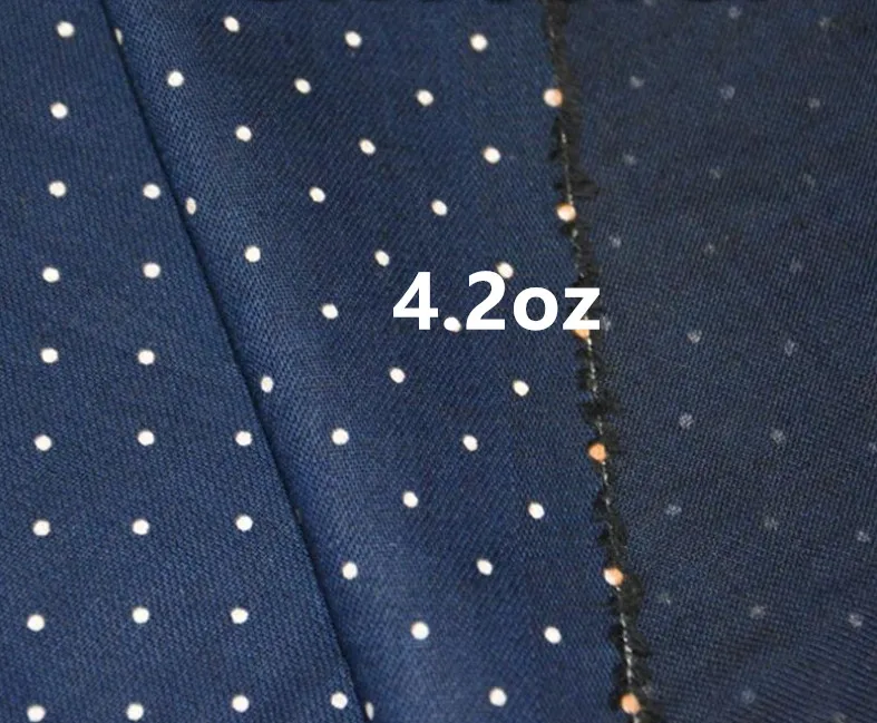 4.2oz Indigo Warp Black Weft White Polka Dot Denim Textile Spring Denim Summer Dress Shirt Short Fabric Manufacturers W186718P