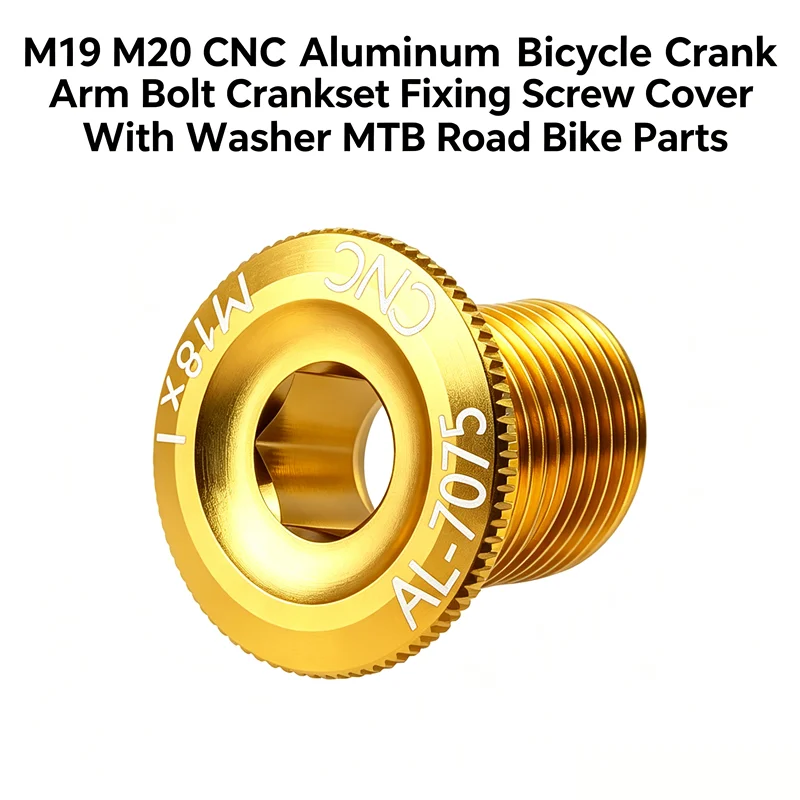 M19 M19 M20 CNC Aluminum Bicycle Crank Arm Bolt Crankset Fixing Screw Cover With Washer MTB Road Bike Parts