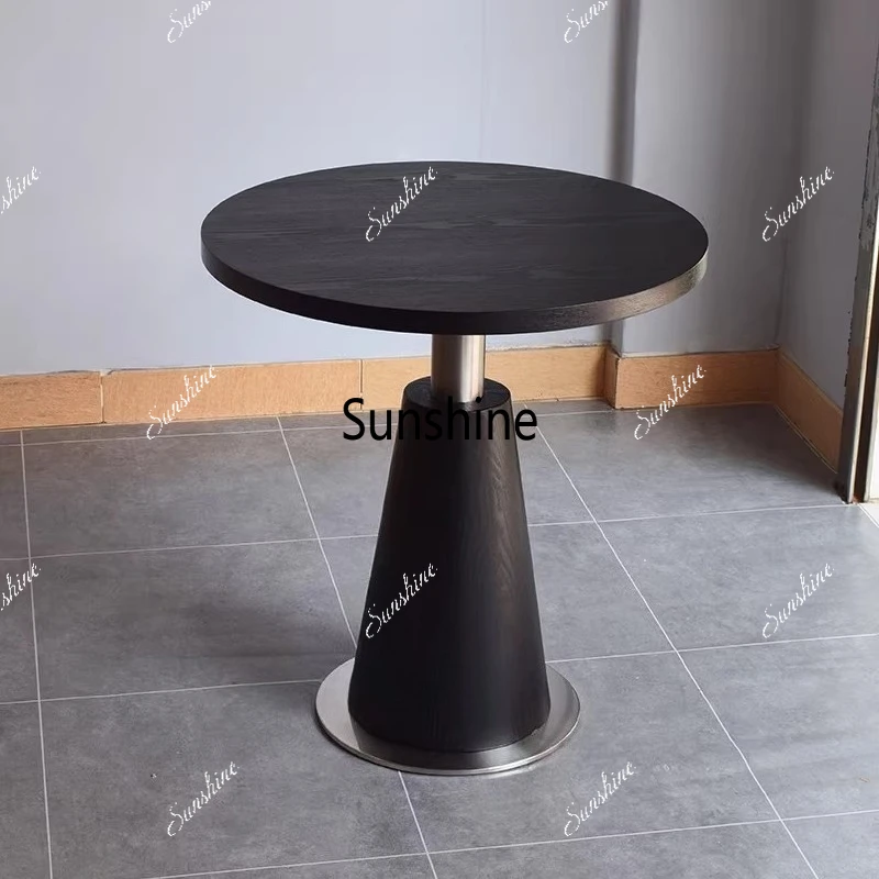 

Simple solid wood reception small round table antique coffee table hotel room round table