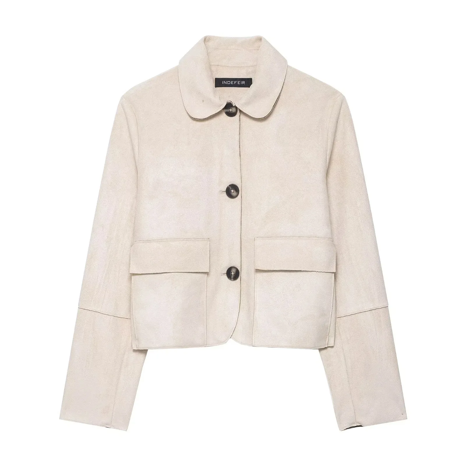 

Pocket Versatile Casual Outerwear for Women Autumn 2025 Cross-Border Style Short Length Faux Suede Effect Jacket Collar