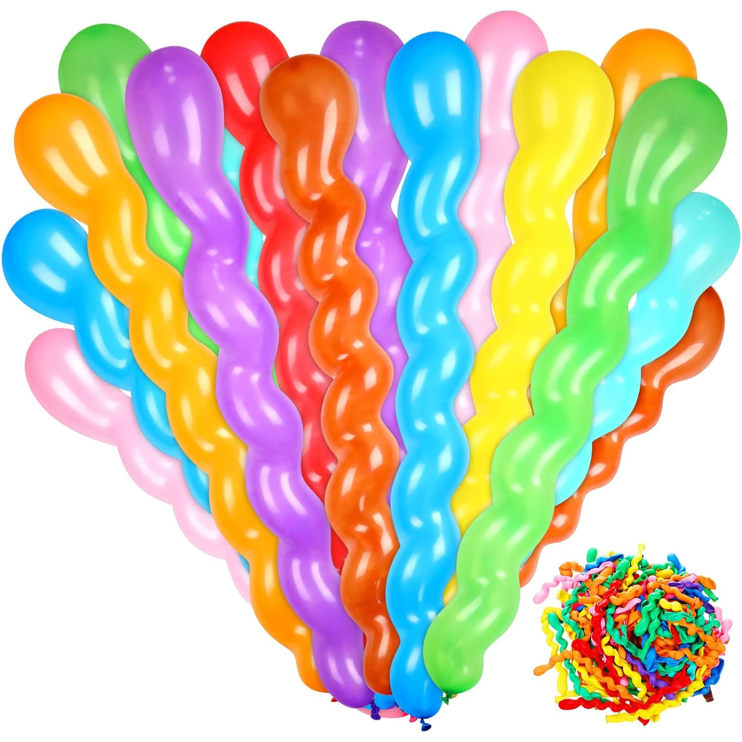 10/50 Latex-Spiralballons, einzigartig gefärbte, gedrehte Ballons, Dekorationen für Geburtstage, Hochzeiten, Feiertage und Partys – Detail 5