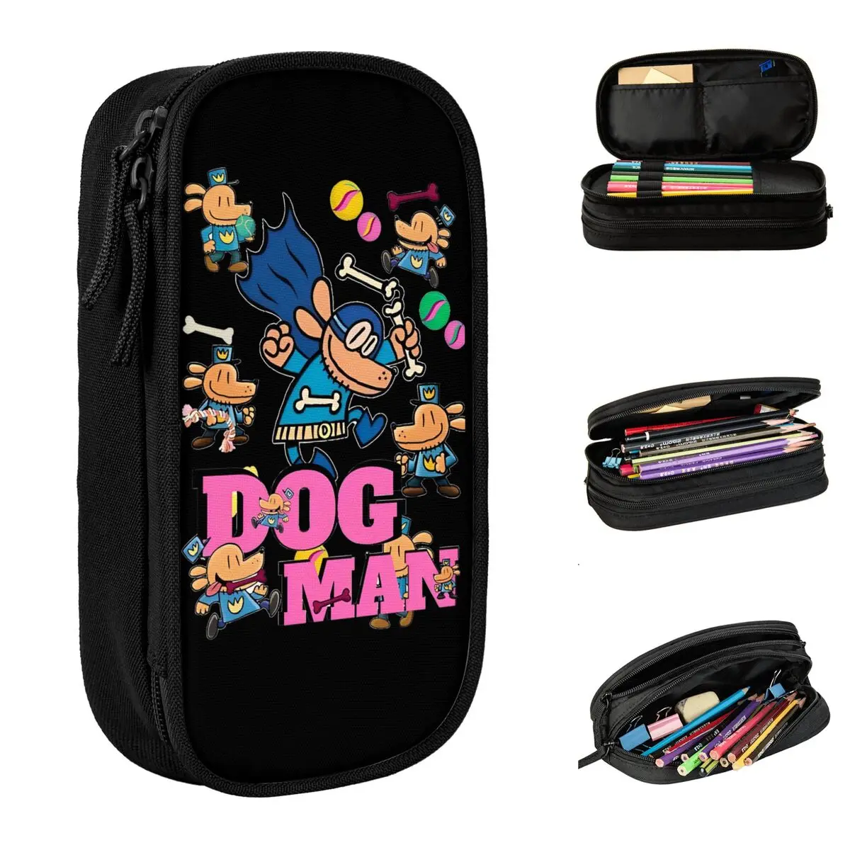 Dog Man Dogman Movie Comic Pencil Cases Cartoon Animals Pencilcases Pen Box for Girl Boy Big Capacity Bags Office Stationery