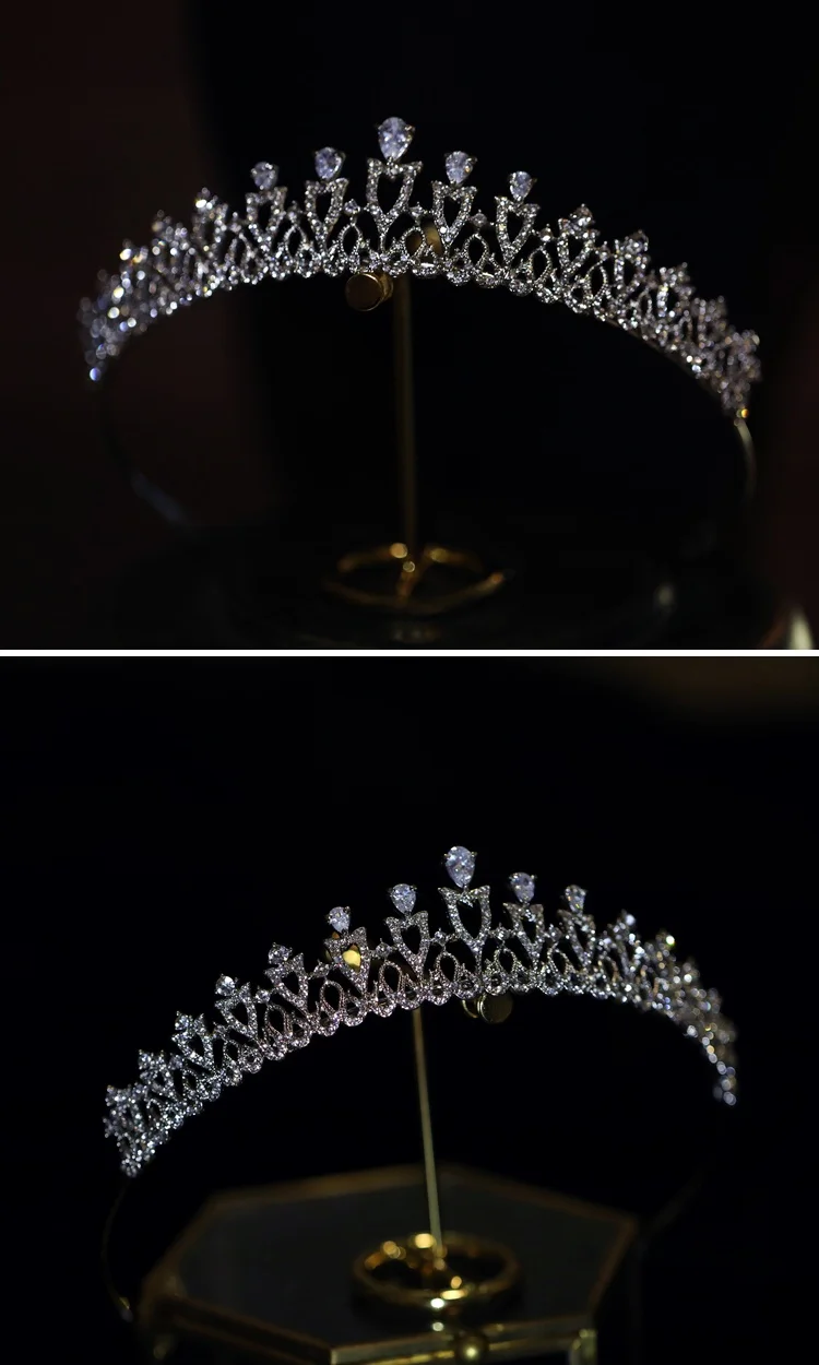 

Ele Small Size Rhinestone Zircon Semi-Ring Crown Vintage Bride's Headwear eup Host Photoaphy Accory