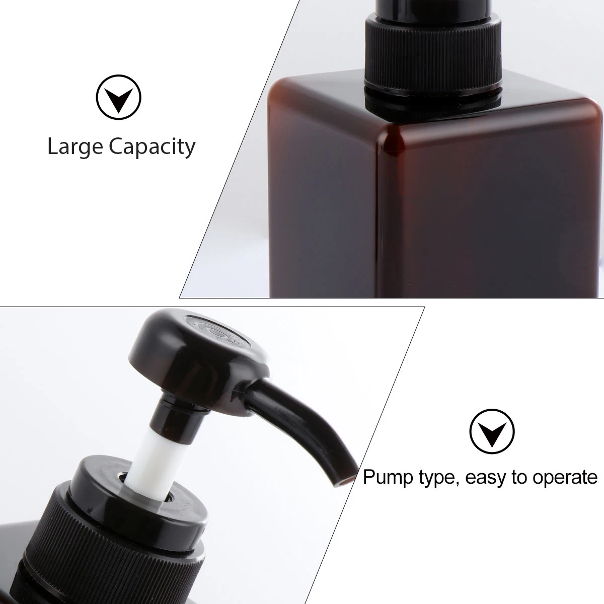 Ensemble de bouteilles à pompe rechargeables, distributeur de Lotion marron de 450Ml, récipient de voyage pour shampoing, savon liquide, 2 pièces