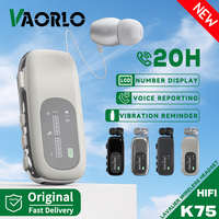 K75 Lavalier Business Bluetooth 5.4 Wireless Headset Talk/Music 20H LCD Digital Display HIFI Earphone With Mic Noice Cancelling