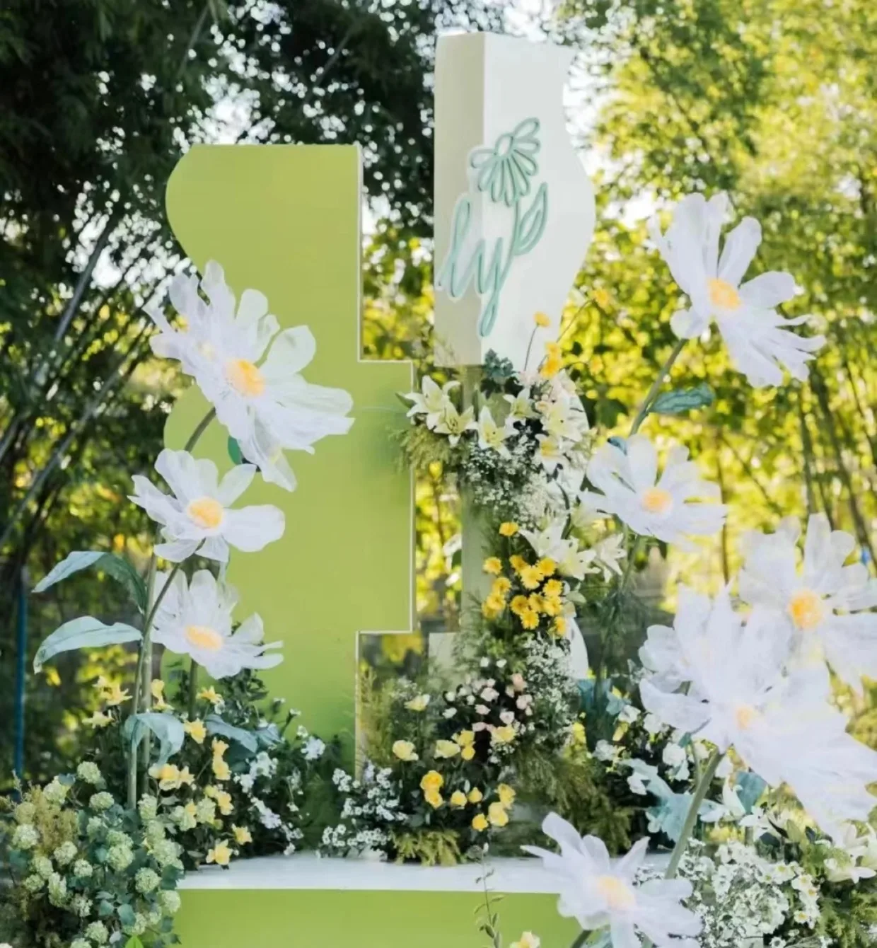 3 Stück Riesen-Papierblumen Gänseblümchen Hochzeits-Wegeleiter Blumenständer Party-Hintergrund-Dekoration Bühnen-Fenster-Layout Künstliche Gänseblümchen – Detail 1