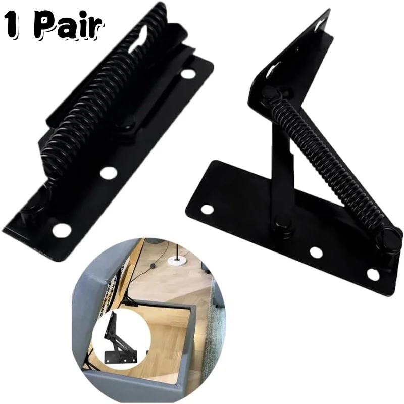 

1 Pair 80 Degree Foldable Lifting Bracket Cabinets Sofa Hinge Lifter Furniture Storage Support Hinges Spring Standing Rack Hinge