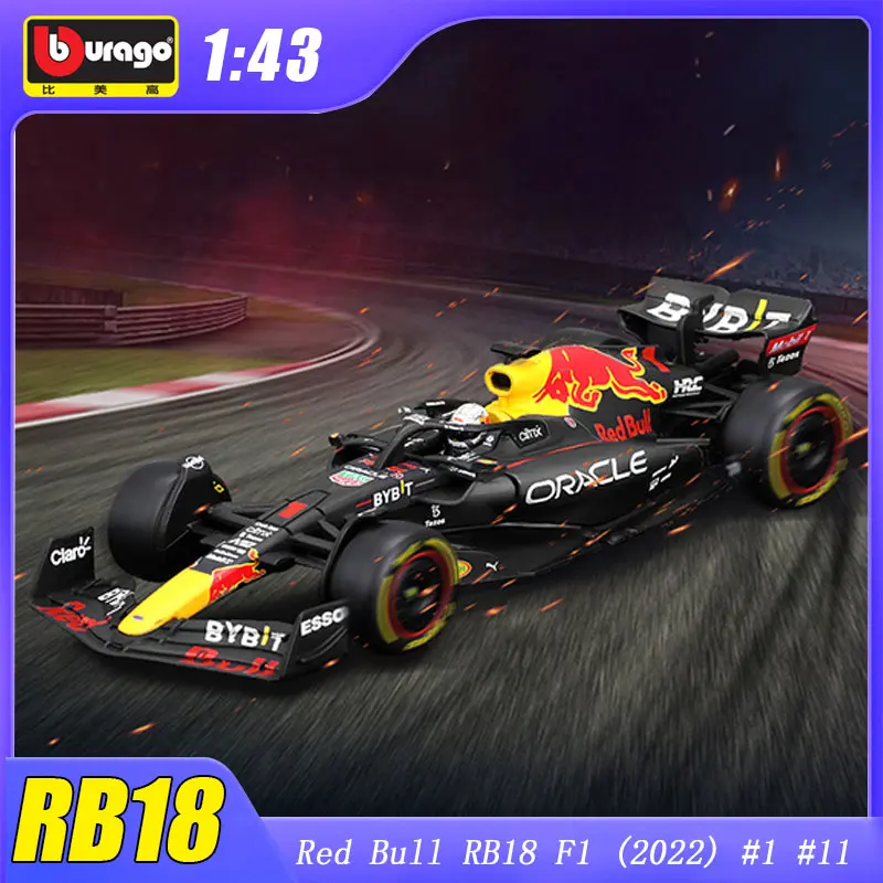 1:43 Bburago Red Bull F1 RB18 2022 Model Car #1 #11 Toys Diecast Formula Racing Hardbound Edition Alloy Luxury Vehicle Kids Gift