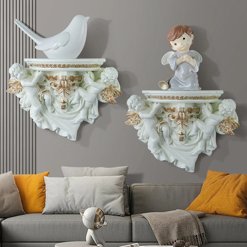 European Creative Resin Angel Wall Storage Shelf Living Room Crafts Wall Decor Wall Hanging Shelves Home Decoration Accessories