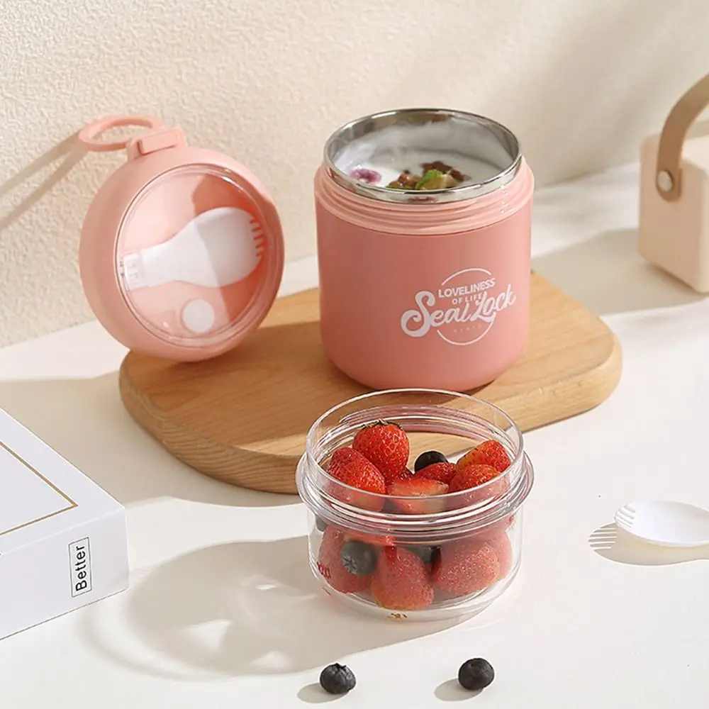 

Sealed Double Layer Soup Cup Leak Proof Detachable Food Thermos Container Transparent Large Capacity Portable Lunch Box Fruit