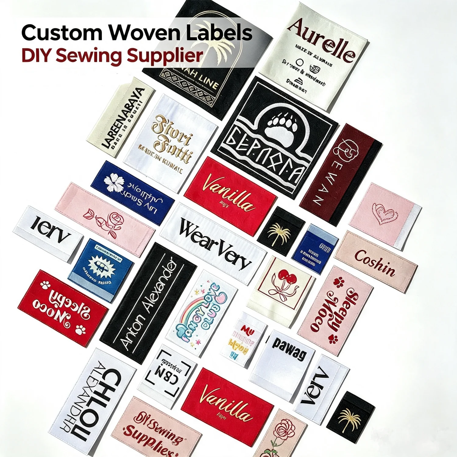 Custom Garment Labels Personalized Logo Washable Tags Emboridery Your Logo Clothes Accessories 25040301