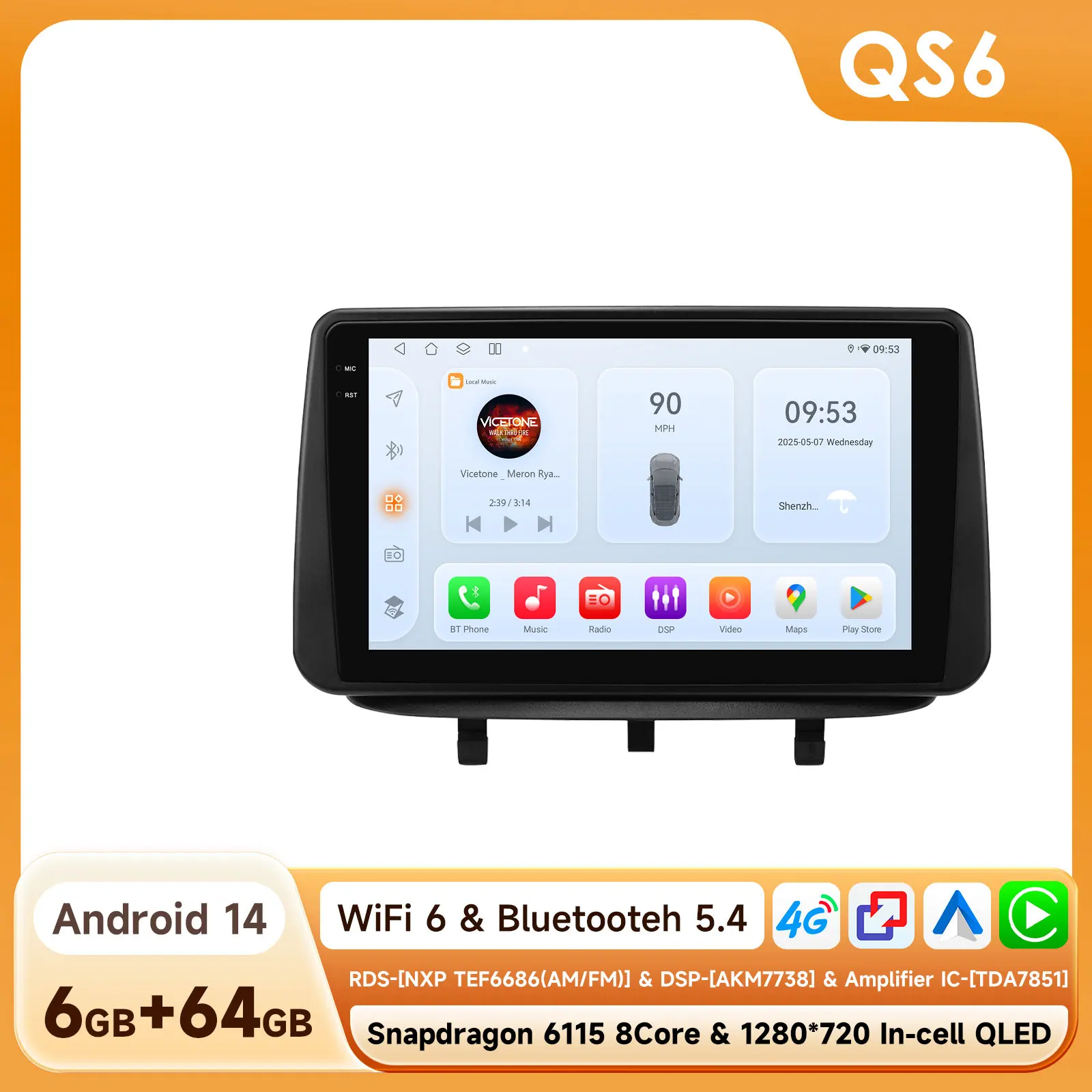 OSSURET AI Carplay Android 14 autoradio voor Opel Meriva B 2009 - 2014 GPS Multimedia 4G DSP BT RDS 360Camera met Snapdragon 6115
