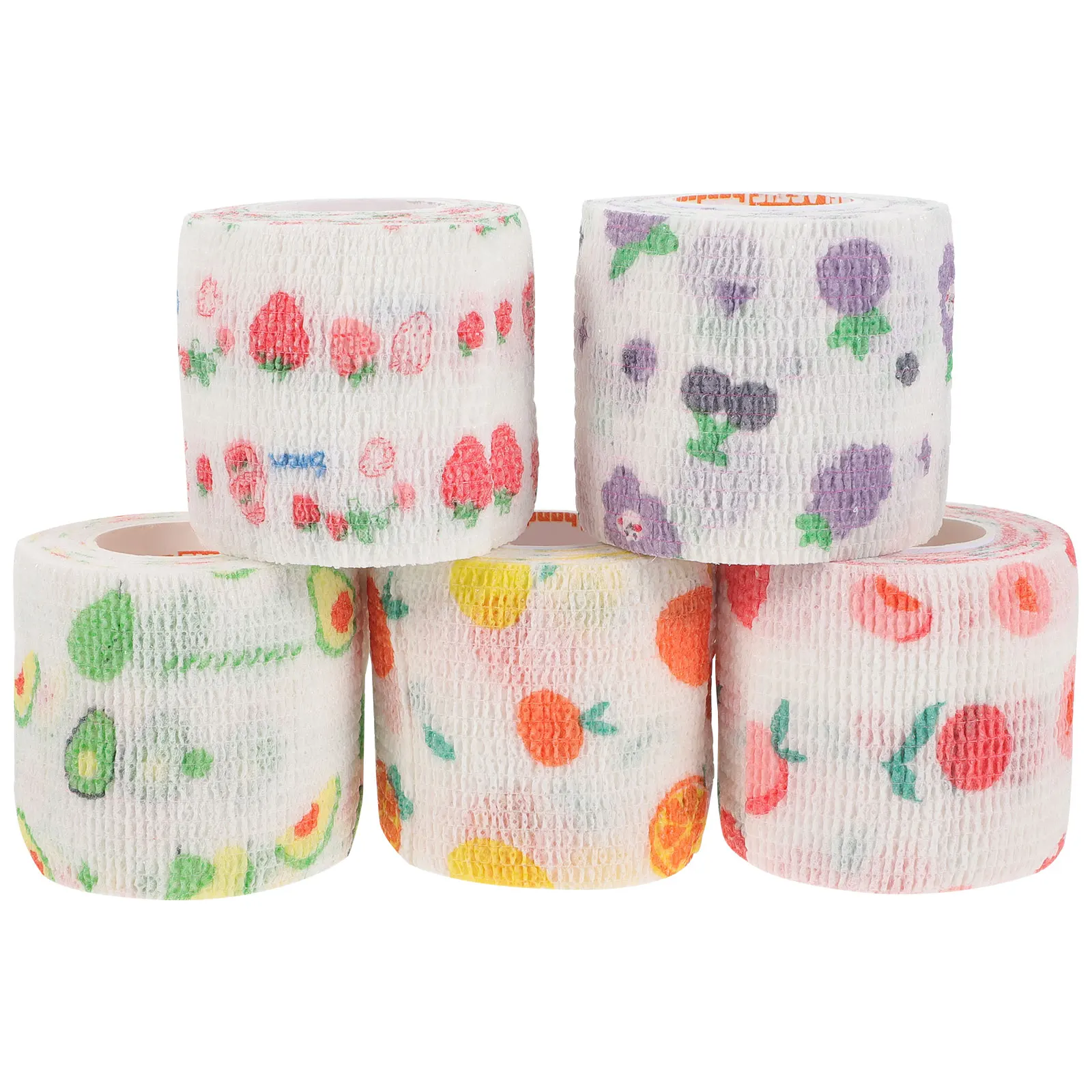 

5Rolls Colored Tapes Cartoon Tape Wraps Nonwoven Fabrics NonSlip Support Athletic Wrap Sports Injuries Bandage Tape Roll