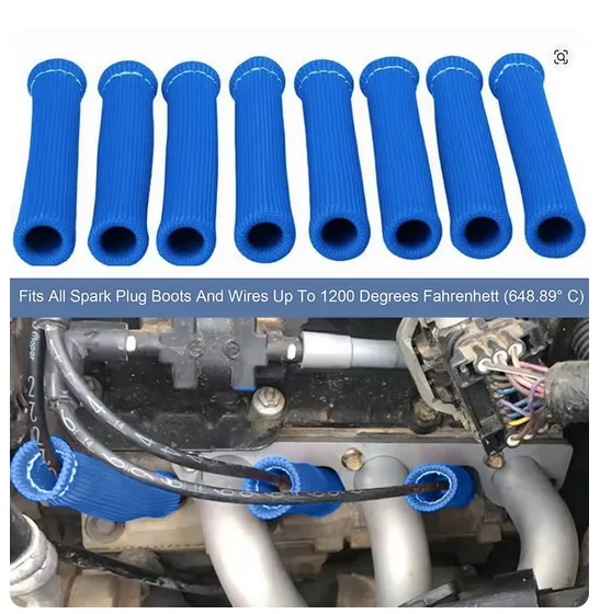 

8PCS Spark Plug Wire Boots Heat Shield Protector Sleeve Car Cord Heat Shield Thermal Cover Fiberglass Insulator wholesale new！
