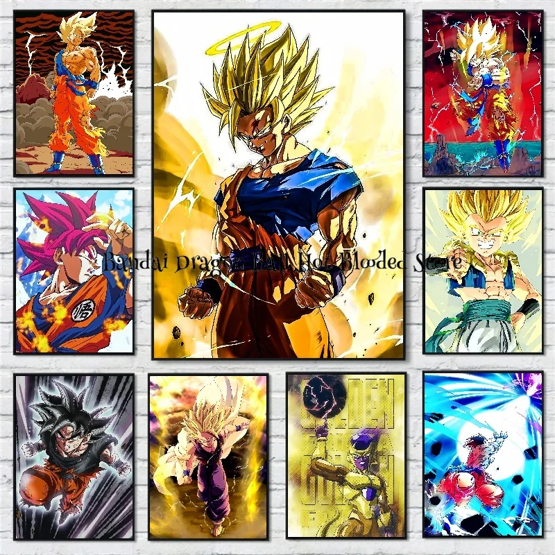 Hot-blooded Anime HD Poster Canvas Painting Dragon Ball Goku Vegeta Art Living Room Home Decorative Wall Painting Picture Gifts