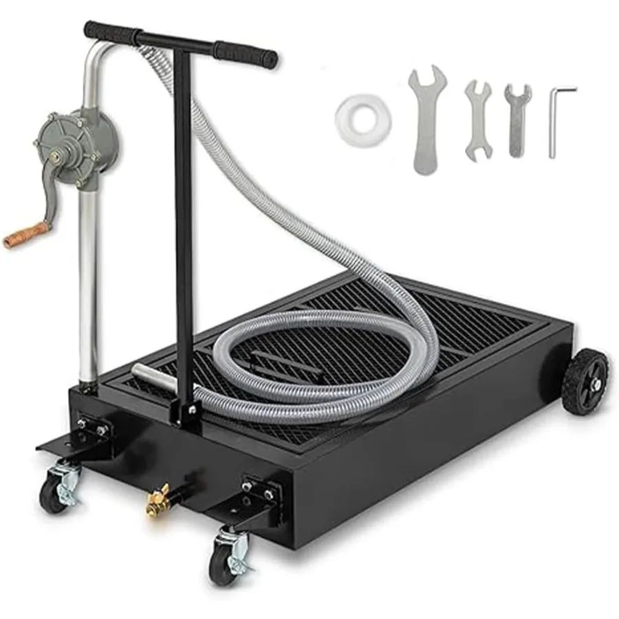 

Низкопрофильный сливной поддон для масла на 25 галлонов для сверхмощного обслуживания транспортных средств Портативный сливной бак большой емкости идеально подходит для автомобиля внедорожника