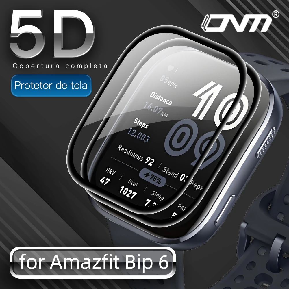 Película de proteção 3D para protetor de tela Amazfit Bip 6, cobertura total 99% HD clareza anti-arranhões acessórios sem bolhas