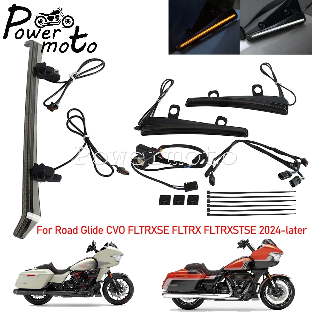 

2023-UP боковая накладка на лобовое стекло мотоцикла, светодиодные указатели поворота ветрового стекла для Harley Touring CVO 117/121 Road Glide ST FLTRXSE