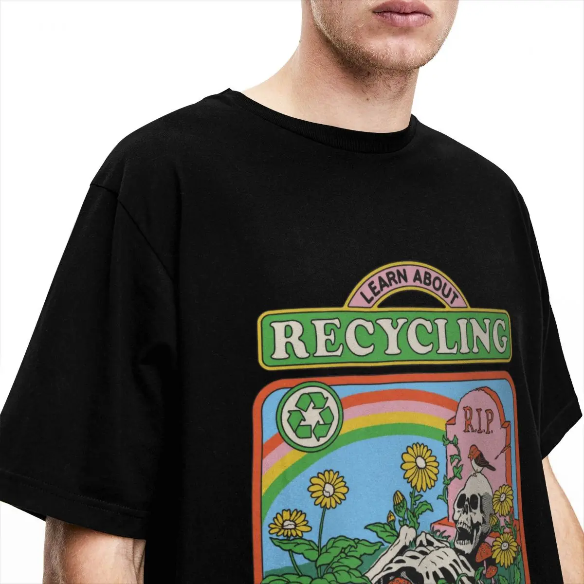 Funny Skull Carbon Circle Of Life Recycling Graphic Tee Shirt Apparel Novelty Nostalgia Dark Humor Art T Shirts Tee Clothing