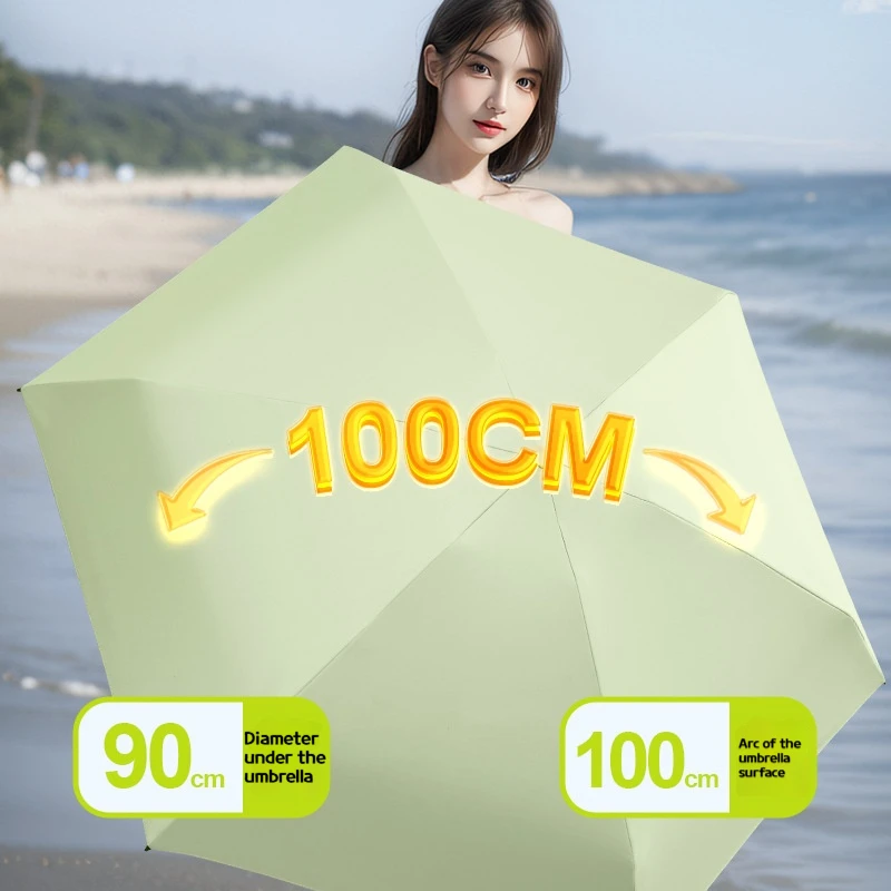 Portable 14cm Colored Rubber Six-Fold UV Resistant Folding Card Umbrella Pocket Sun Protection Compact Travel Umbrella