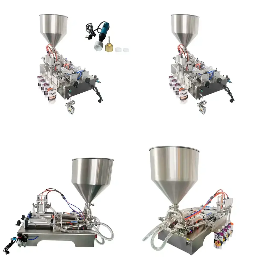 

Desktop Two Heads Pneumatic Paste Fruit Puree Filling Machine for Stand up Bags