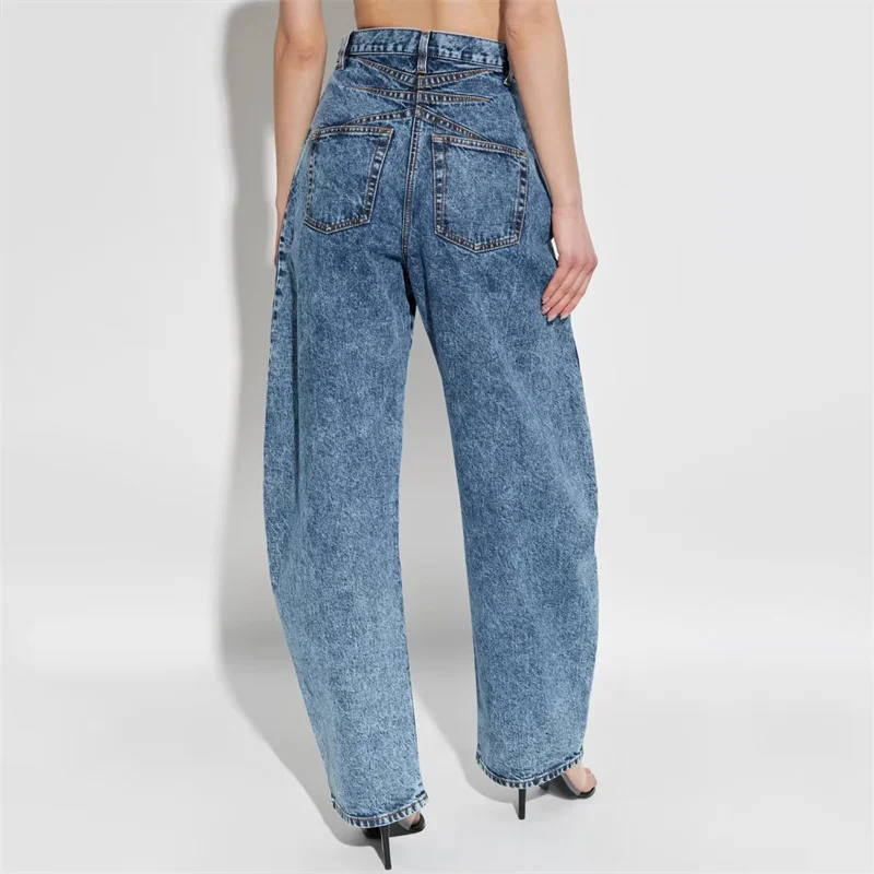 Women's jeans New retro washed pure cotton straight leg pants for spring 2026 High waisted slim fit women's pants Denim pants
