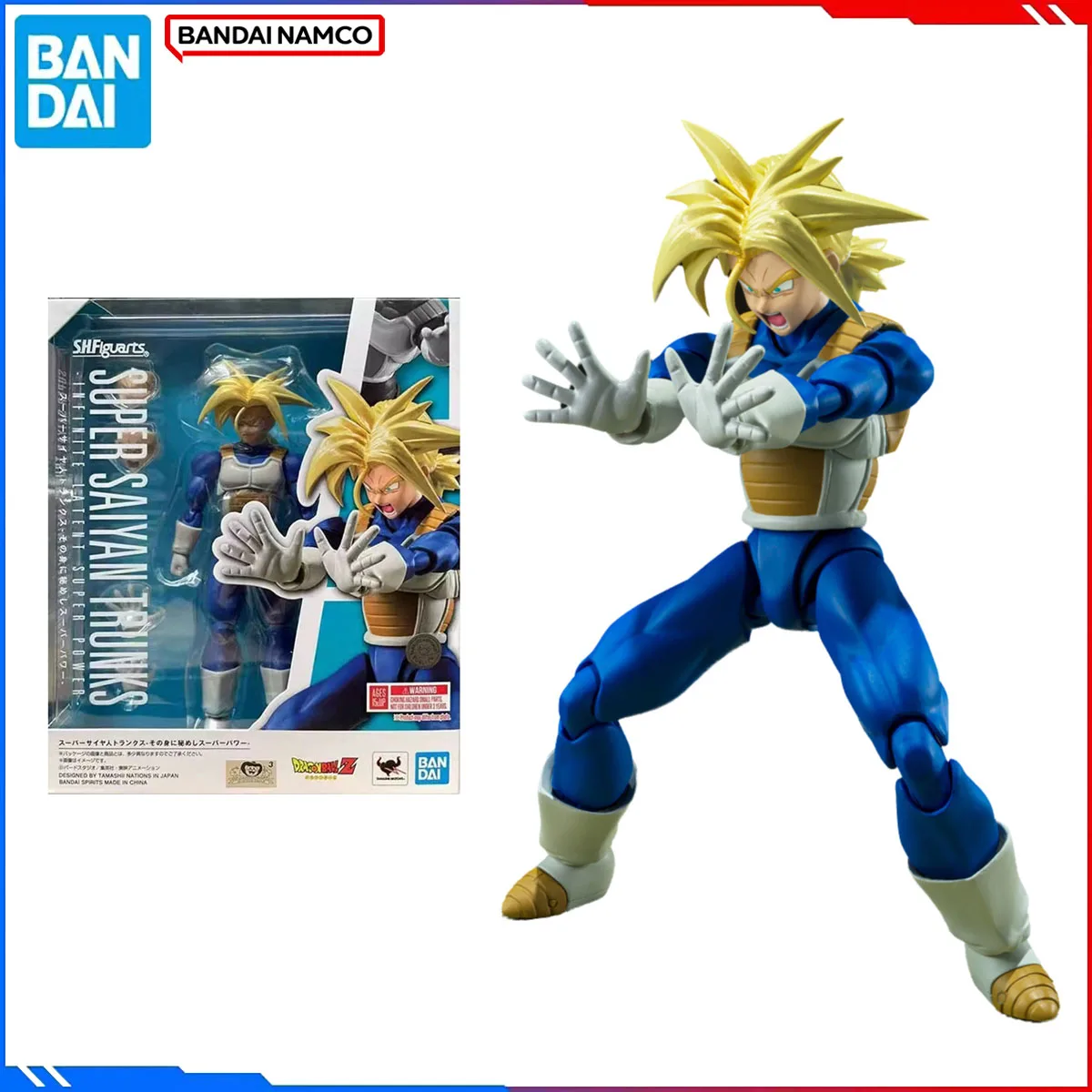 

Genuine Bandai Original DRAGON BALL Figure Model Kits SHFiguarts Anime Trunks Infinite Latent Super Power Action Model Toy