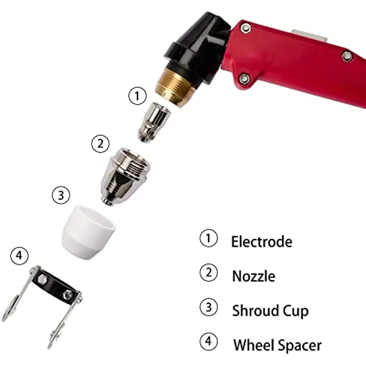 P80 Plasma Cutter 45pcs Consumables Kit Nozzle Electrodes - 1.1mm 40Amp, 1.3mm 60Amp, 1.5mm 80Amp, 1.7mm 100Amp  cutting tool