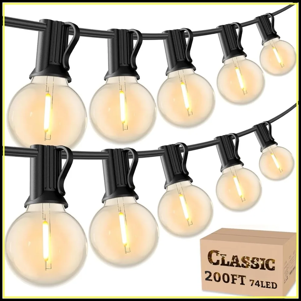 

200FT Outdoor String Lights Waterproof G40 LED Bulbs Dimmable Connectable Patio Lights for Backyard Cafe Bistro Market
