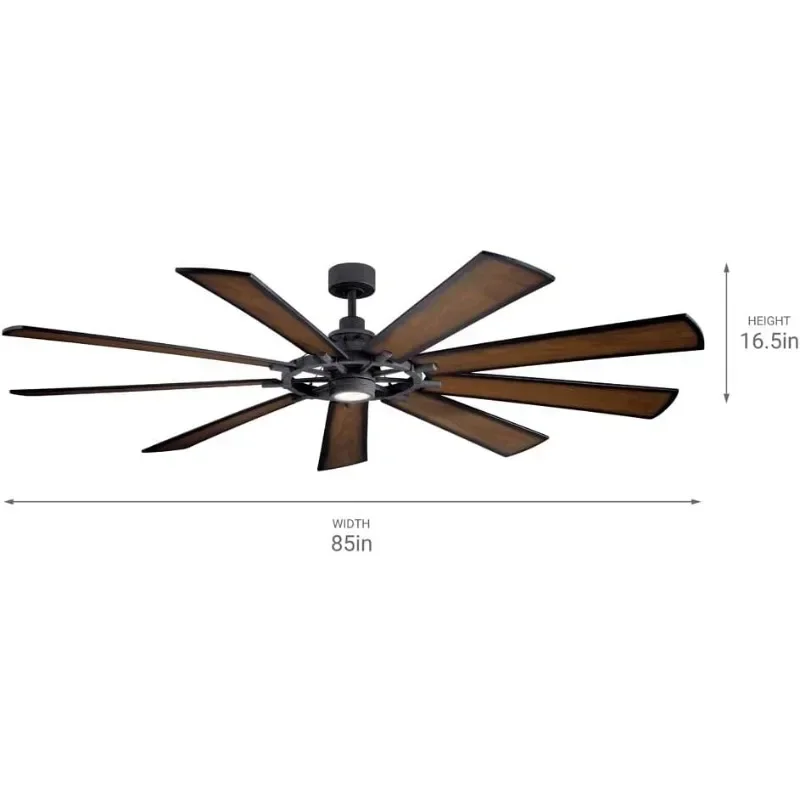 Kichler 젠트리 LED 천장 선풍기, 모루 다리미, 가역 블레이드 포함, 초대형 냉각 기기