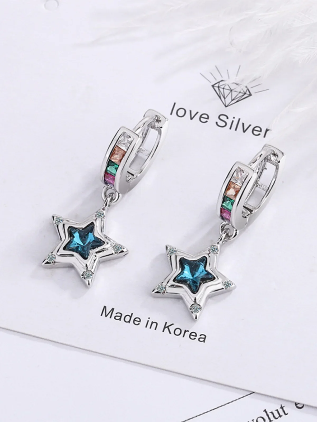 

925 Sterling Silver hoop Earrings Temperament Colorful Zircon for Women Wedding Jewelry Accessories