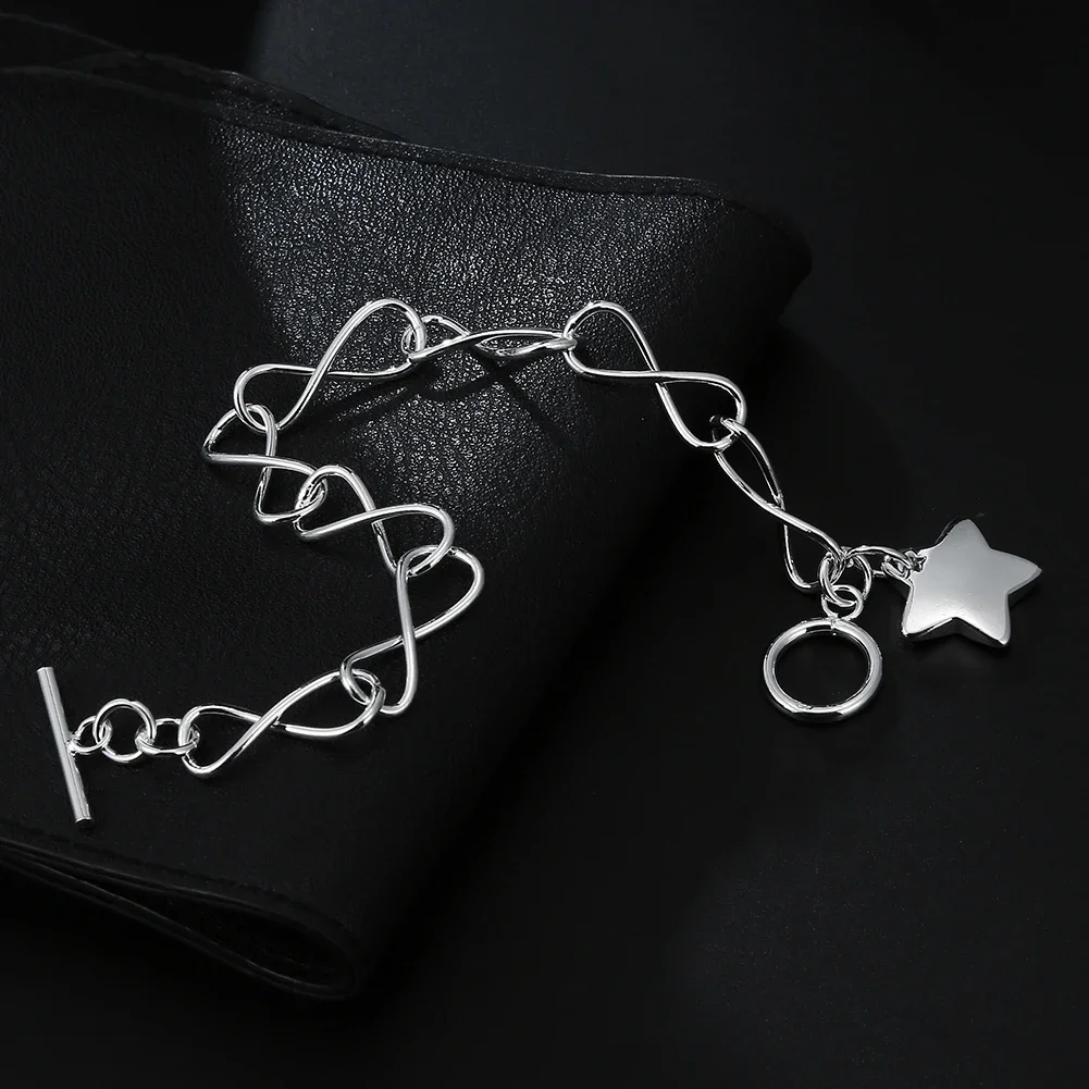 

925 Sterling Silver Beautiful Star Pendant Bracelets for Women Fashion Party Wedding Accessories Jewelry Christmas Gifts