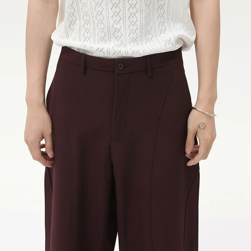 Luzhen 2025 nova cor sólida bonito na moda solta em linha reta calças casuais dos homens de alta qualidade calças largas roupas masculinas jy2138