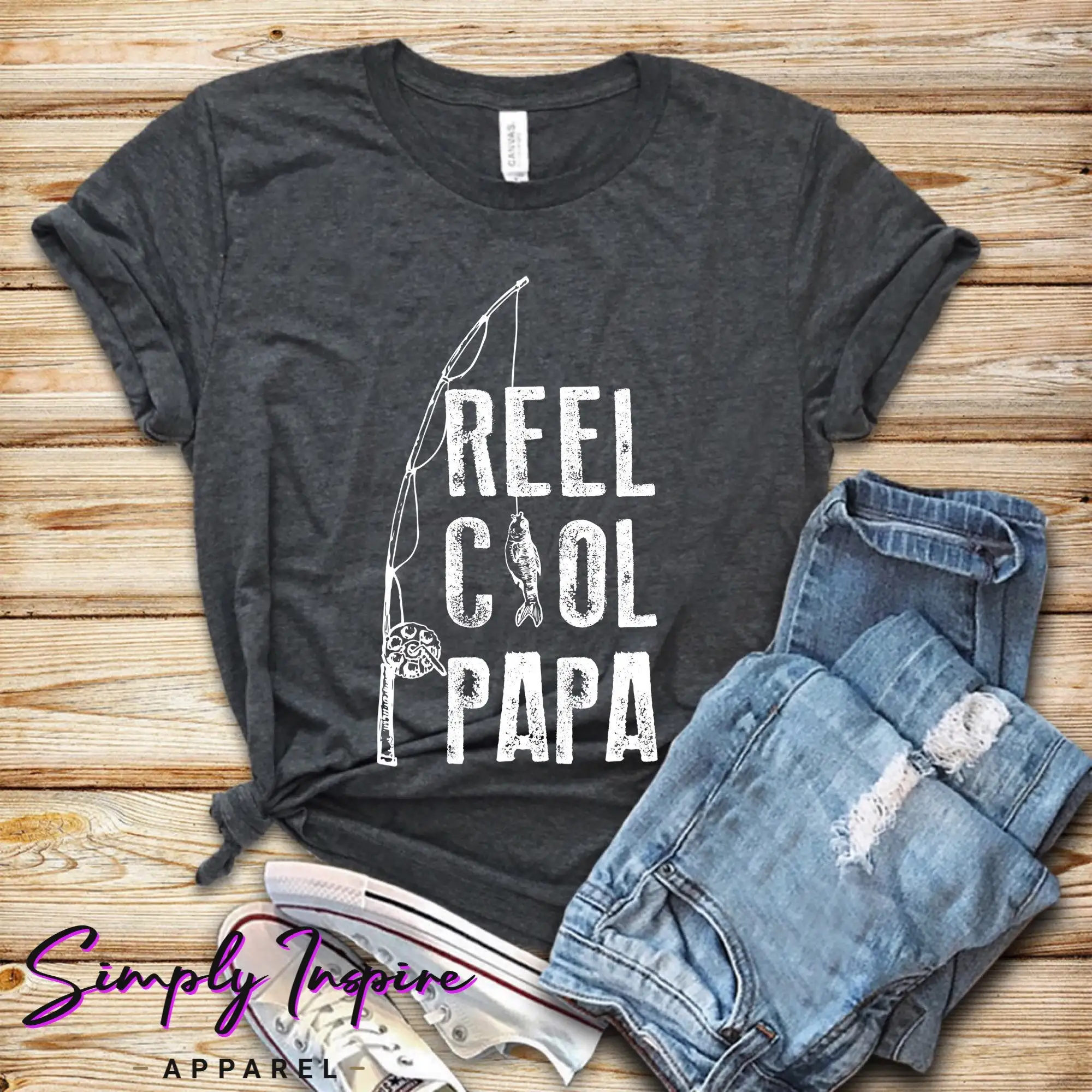 Vissen T-shirt Reel Cool Papa voor mannen Vaderdag Gone S