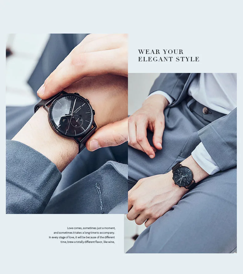 Relogio Masculino Men Watches Waterproof Top Luxury Brand Business Watch Ultra Thin Quartz Wristwatch Silver Watches Mesh Strap