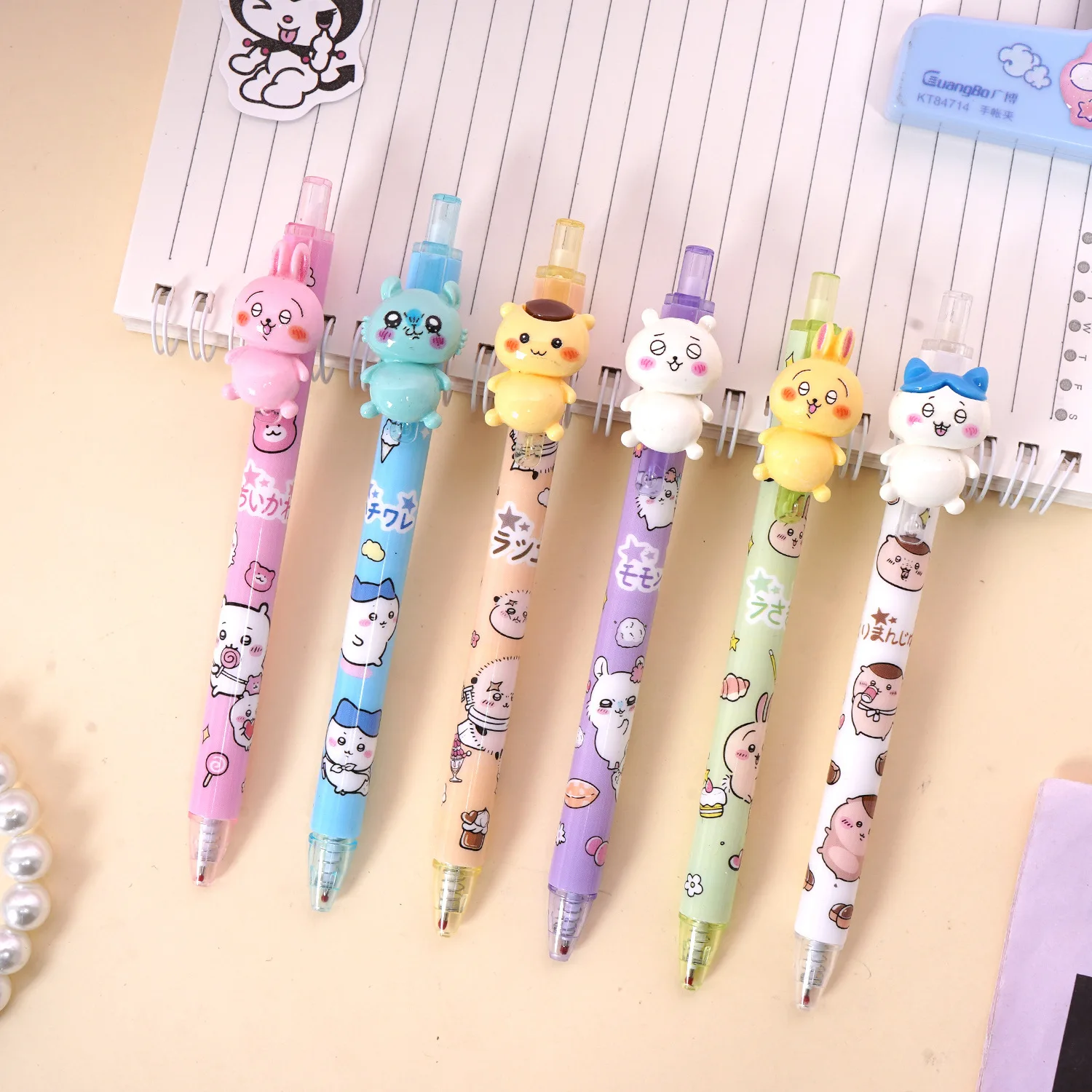 6pcs Chiikawa Cartoon Pens Kawaii Japanese Stationery Cute Kitty Pen School Cute Things Girls Prizes School Items Wholesale