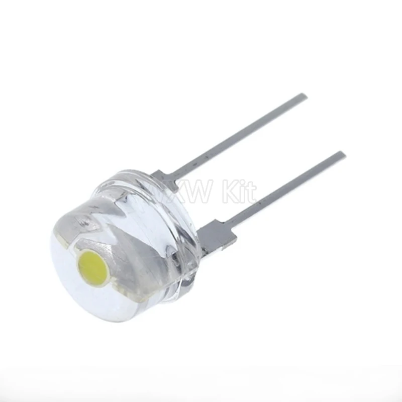 10PCS F8 8MM White Blue Green Red Yellow LED Super Bright Straw Hat Light Emitting Diode Highlighted White 0.5W Astigmatism