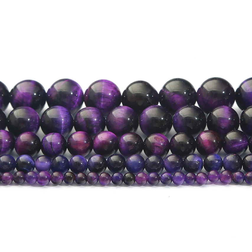 

Natural Stone Beads Purple Tiger Eye Round Loose Spacer Beads For Making Jewelry DIY Necklace Bracelet Earring Accessories